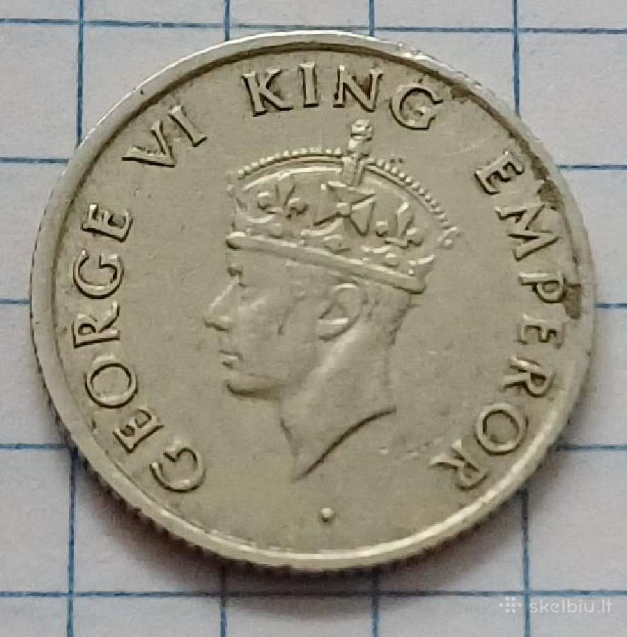 Indija 1/4 rupijos 1946 - nuotraukos Nr. 2