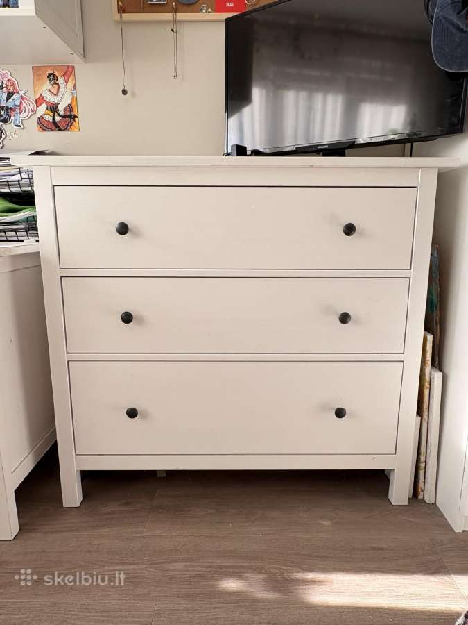 Hemnes Komoda su 3 stalčiais, baltas beicas - nuotraukos Nr. 2