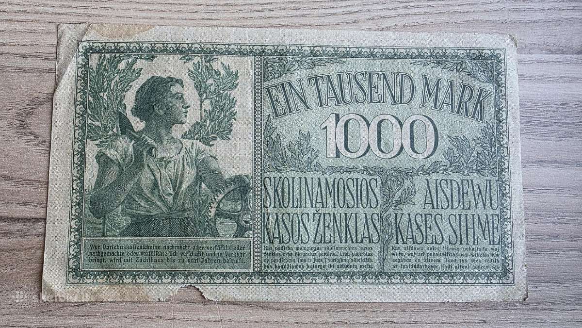 1918 Ost 1000 Mark Retas R134b žalias parašas - nuotraukos Nr. 2