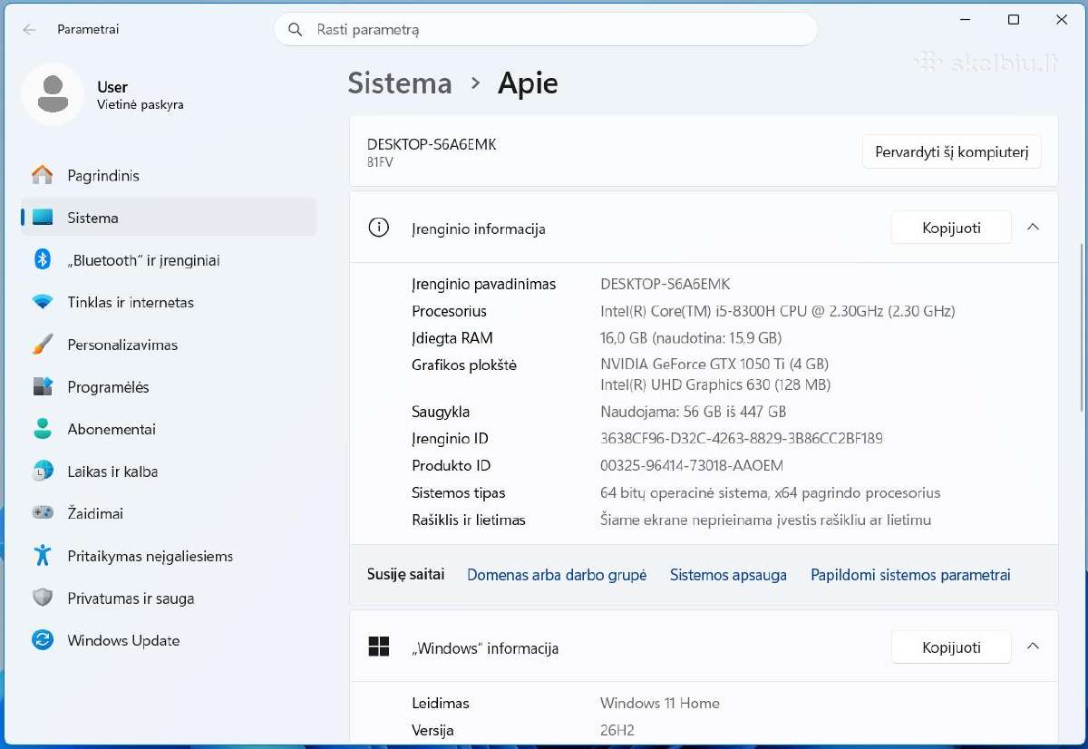 Lenovo Legion i5 / 16 GB / 512 SSD / Gtx / 144hz - nuotraukos Nr. 4