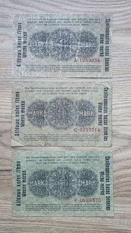 1918 Ost Vokietija Lietuva Lenkija 1 Mark - nuotraukos Nr. 2