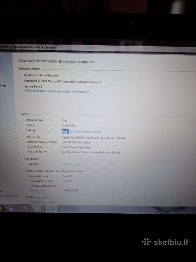 Acer Aspire 5750 nešiojamas kompiuteris - nuotraukos Nr. 2