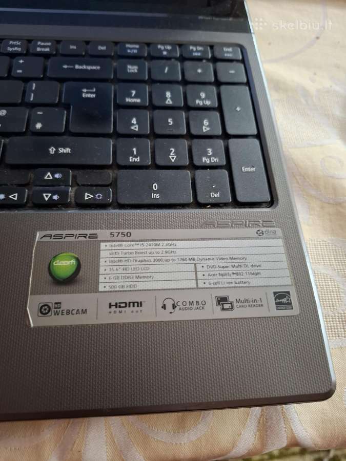 Acer Aspire 5750 nešiojamas kompiuteris - nuotraukos Nr. 5