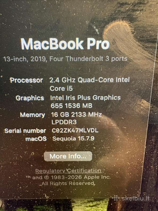 MacBook Pro 13 2019 16gb - nuotraukos Nr. 5