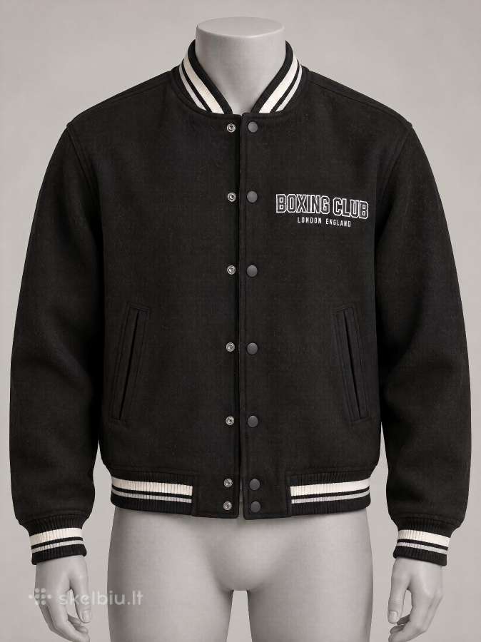 Juoda „bershka“ varsity stiliaus striukė - nuotraukos Nr. 2