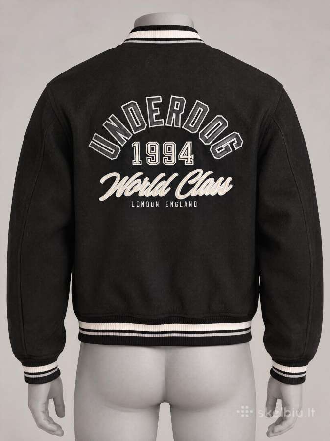 Juoda „bershka“ varsity stiliaus striukė - nuotraukos Nr. 3