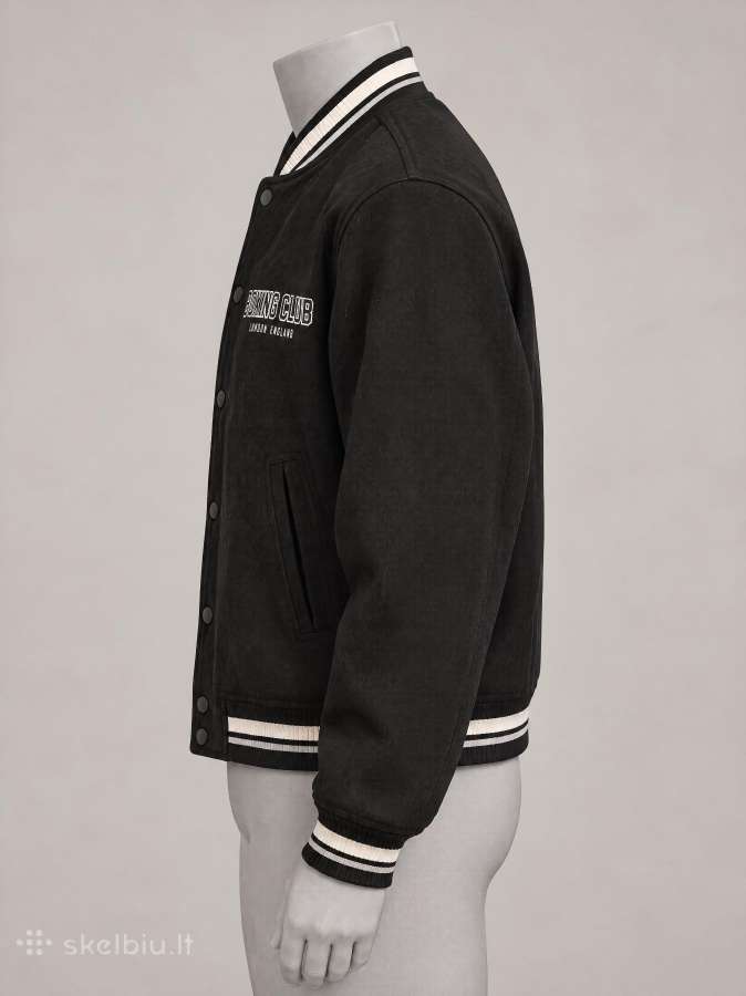 Juoda „bershka“ varsity stiliaus striukė - nuotraukos Nr. 4