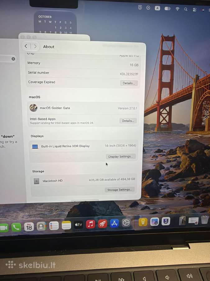 Apple MacBook Pro 14 M1 Pro 16 GB RAM 512 GB - nuotraukos Nr. 9