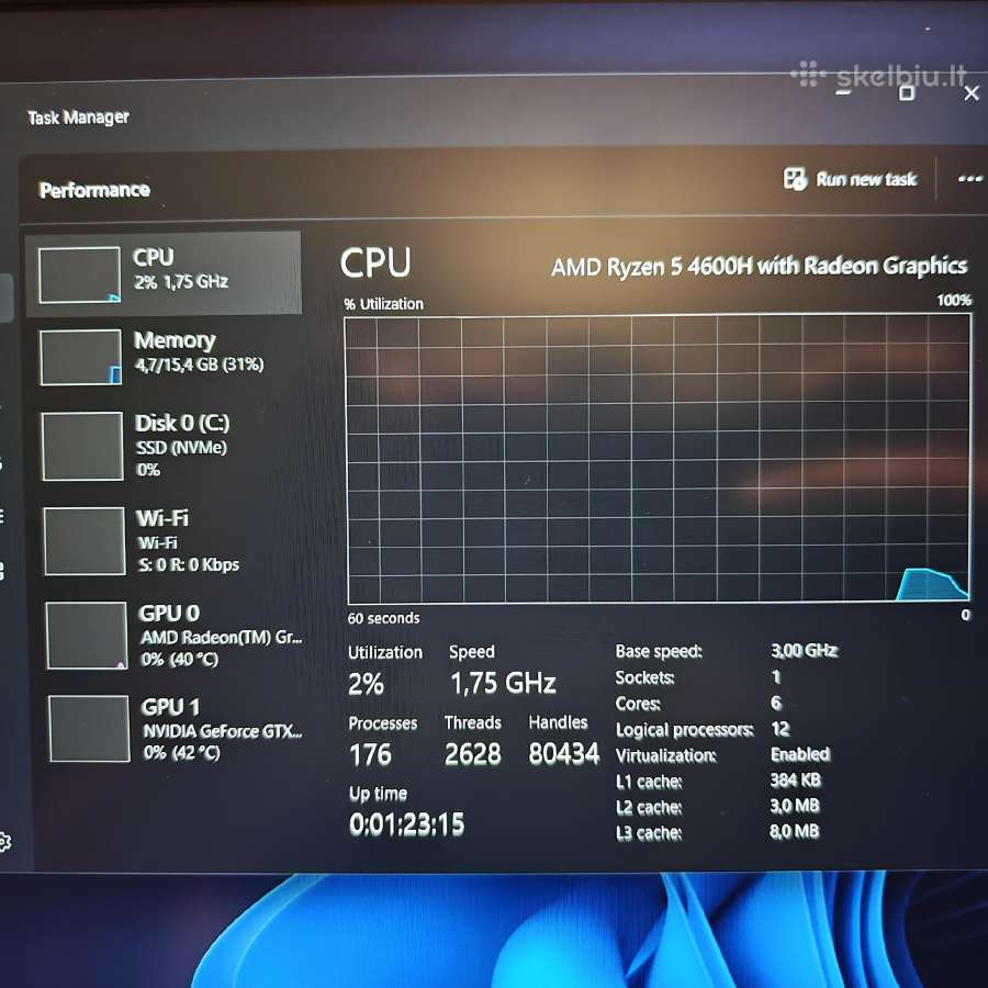 Lenovo Ideapad Gaming 3 4600h/16gb/512ssd/gtx 1650 - nuotraukos Nr. 9