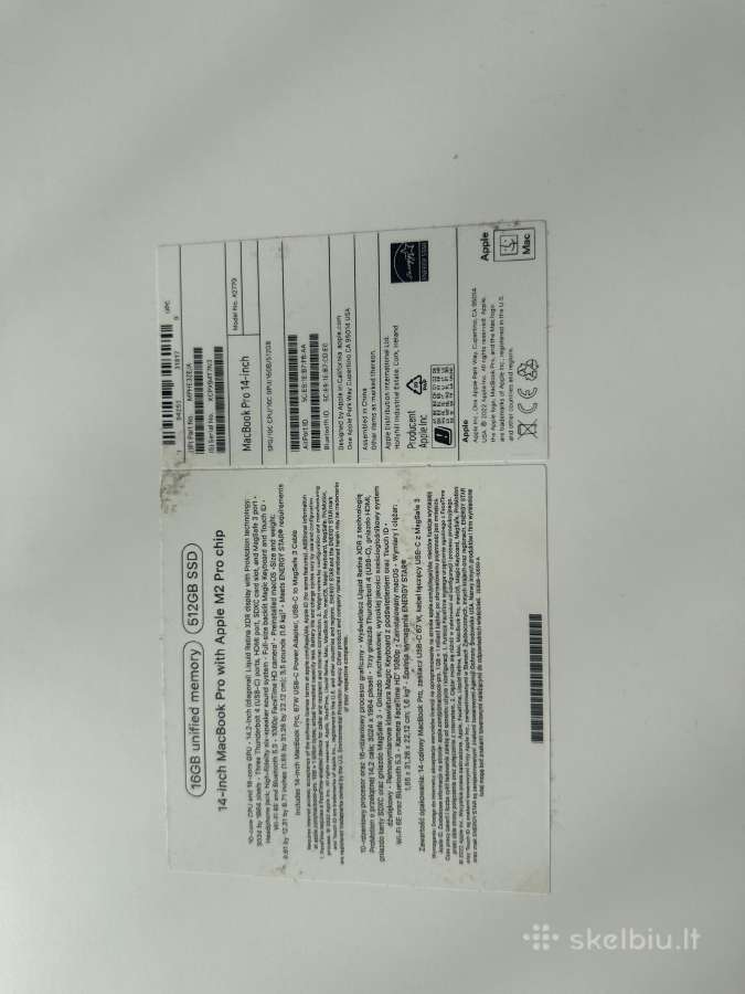 Apple MacBook Pro 14 M2 Pro 16 GB RAM 512 GB - nuotraukos Nr. 2