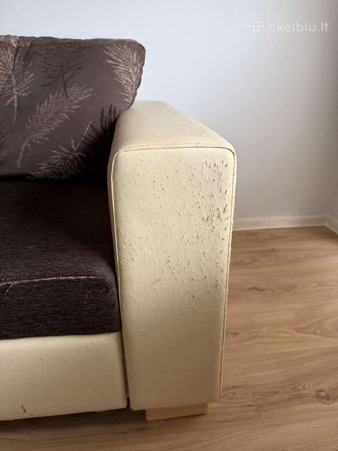 Trivietė ruda sofa/lova su patalynės dėže 237ilgio - nuotraukos Nr. 2