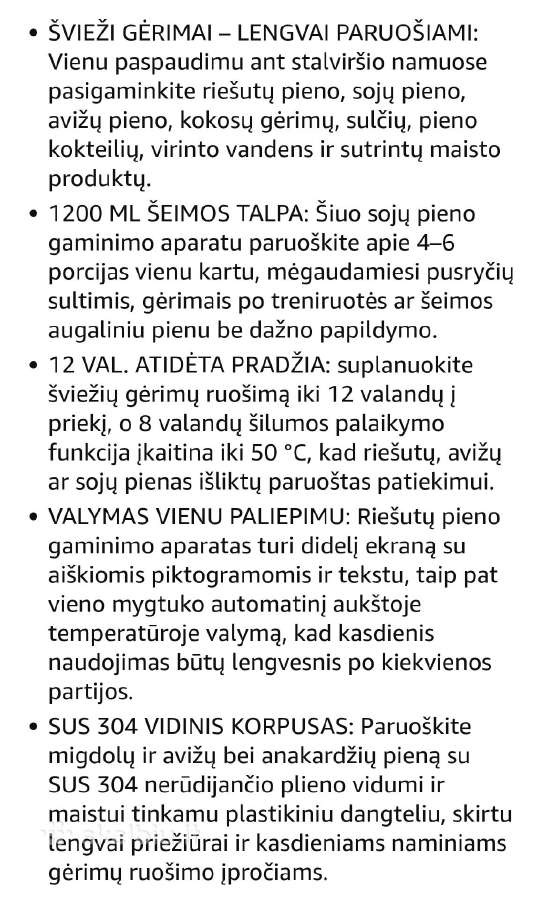 Augalinio pieno gaminimo apratas,1200 ml,800w - nuotraukos Nr. 5