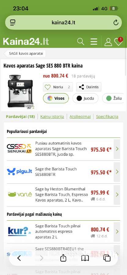 Sage Ses880 Btr –pusiau automatinis kavos aparatas - nuotraukos Nr. 18