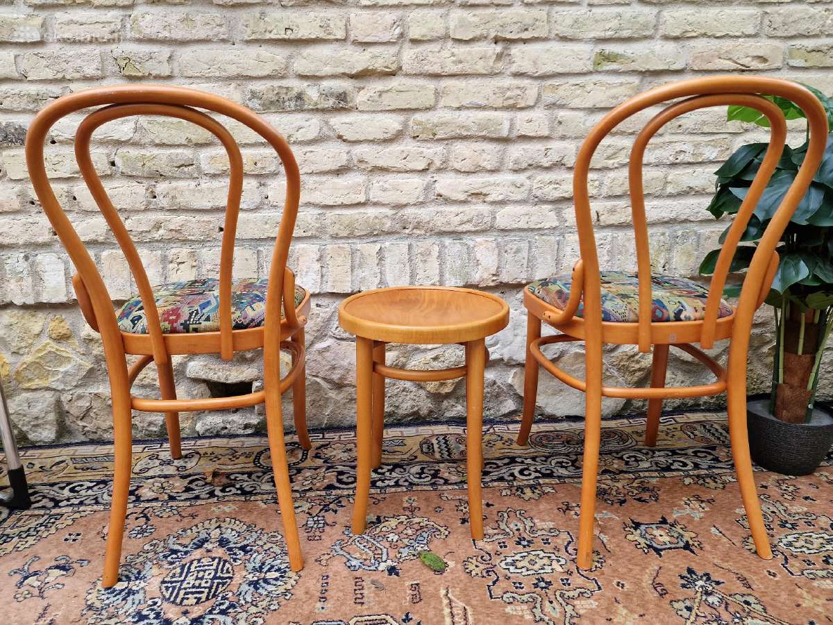 Vintažinės mid century Thonet st.kėdės ir taburetė - nuotraukos Nr. 6