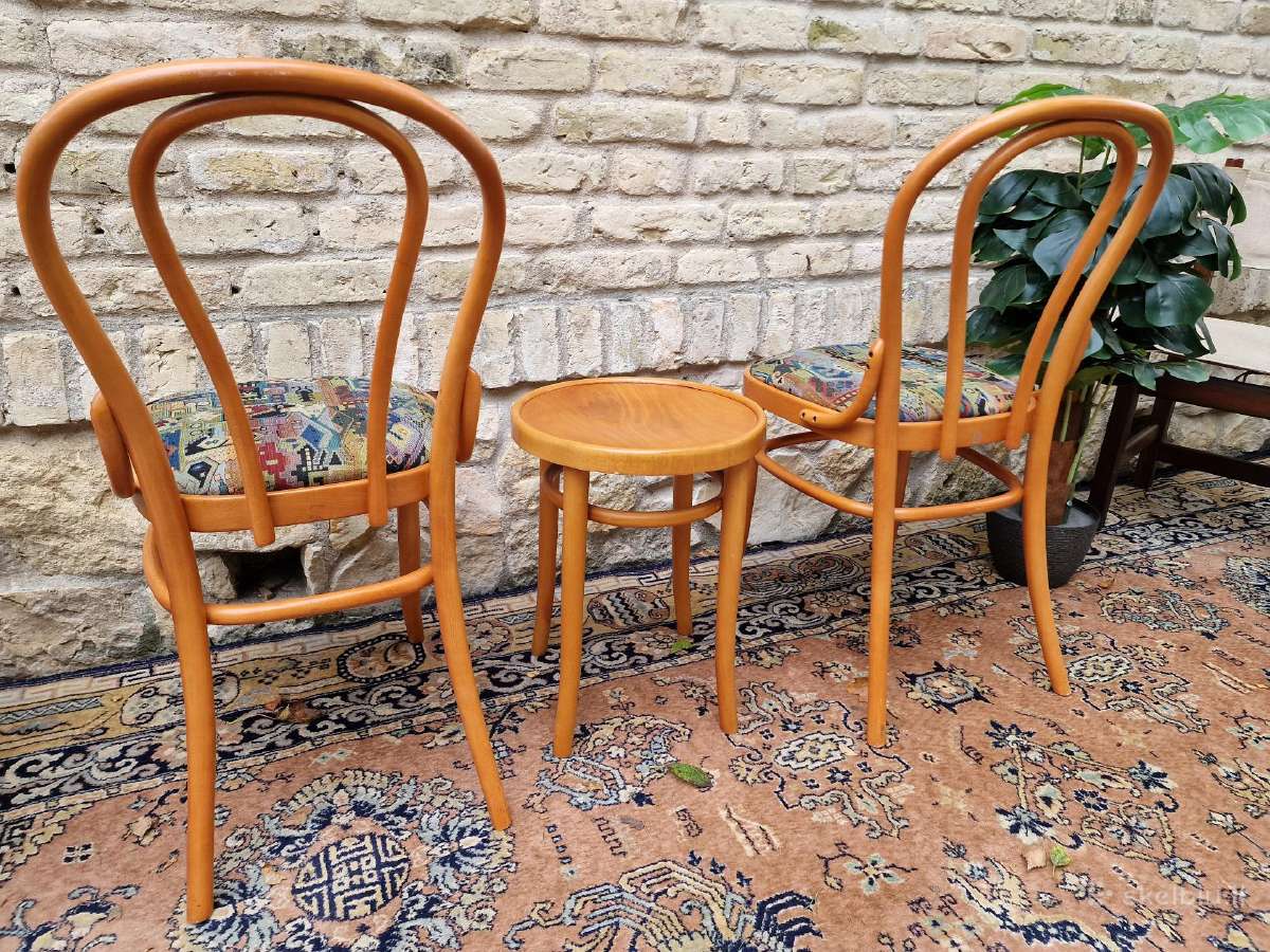 Vintažinės mid century Thonet st.kėdės ir taburetė - nuotraukos Nr. 8