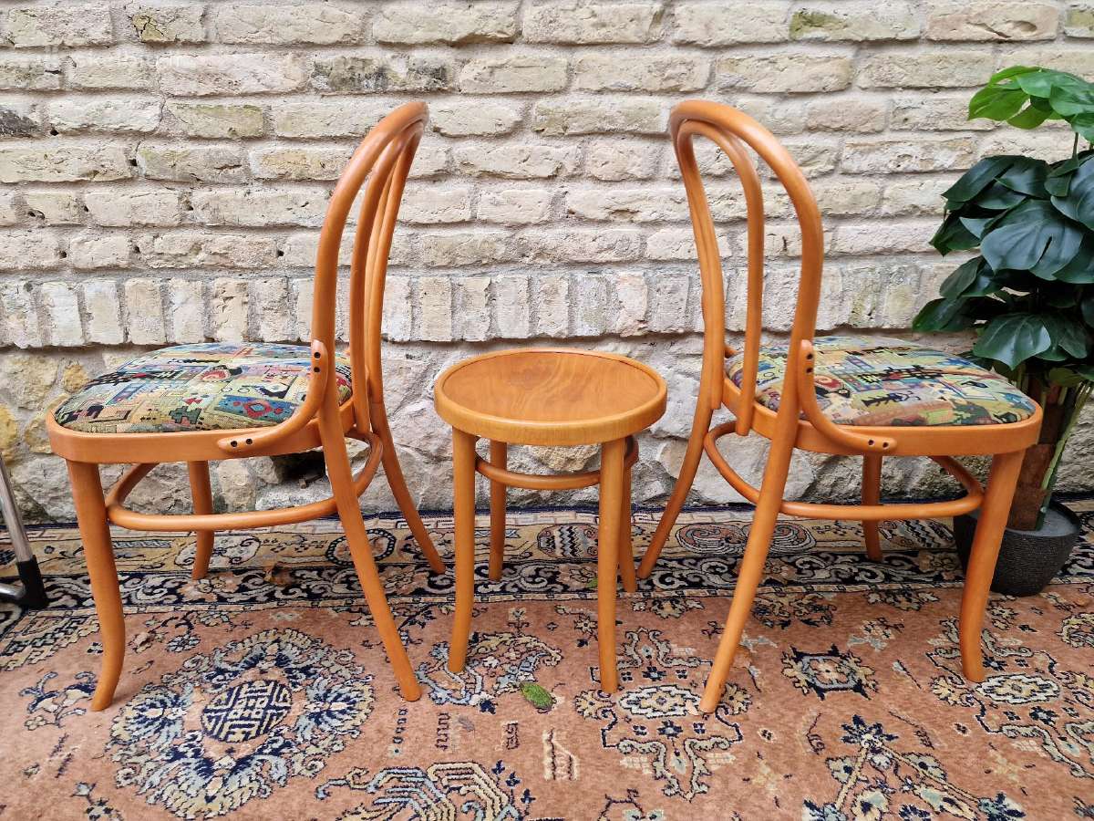 Vintažinės mid century Thonet st.kėdės ir taburetė - nuotraukos Nr. 9
