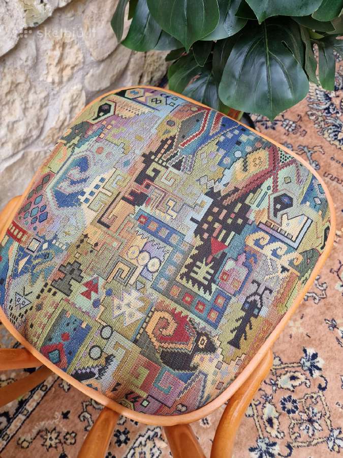 Vintažinės mid century Thonet st.kėdės ir taburetė - nuotraukos Nr. 12