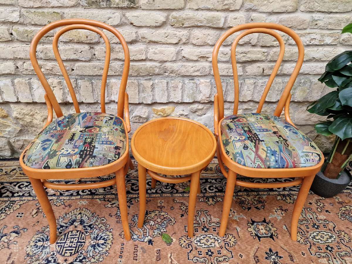 Vintažinės mid century Thonet st.kėdės ir taburetė - nuotraukos Nr. 14
