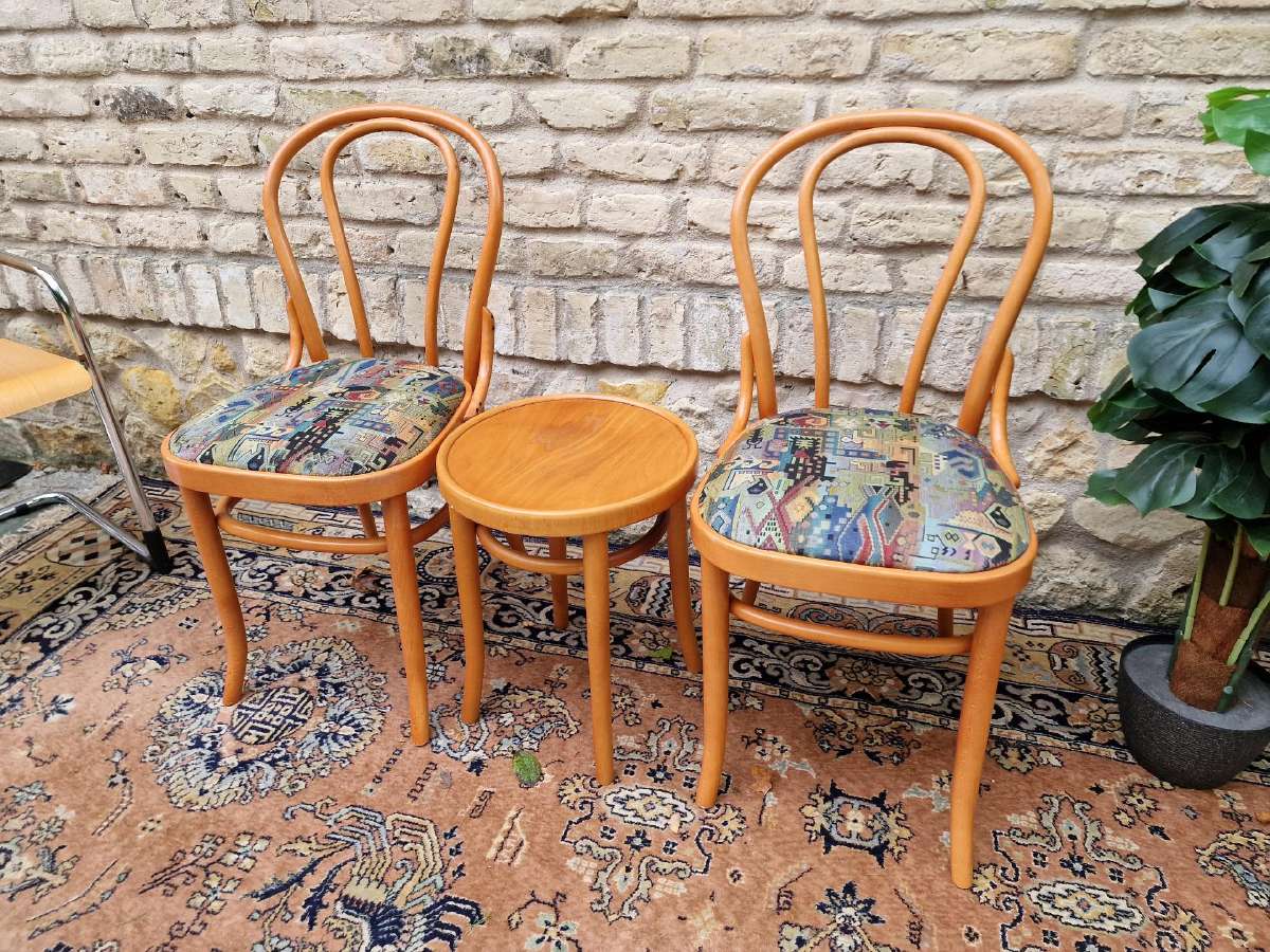 Vintažinės mid century Thonet st.kėdės ir taburetė - nuotraukos Nr. 18