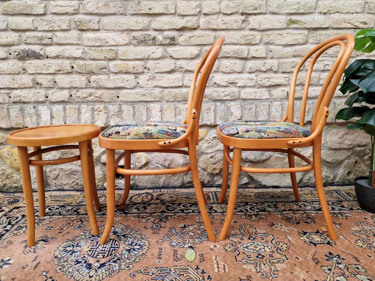 Vintažinės mid century Thonet st.kėdės ir taburetė - nuotraukos Nr. 22