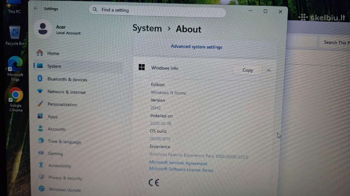 Acer Aspire 3 i3(7)/win11/128gbssd - nuotraukos Nr. 12