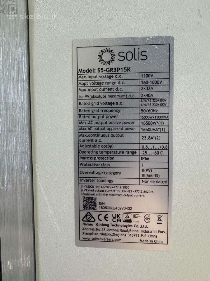 Solis S5 15kw inverteris su Smartmeter, WiFi modul - nuotraukos Nr. 2
