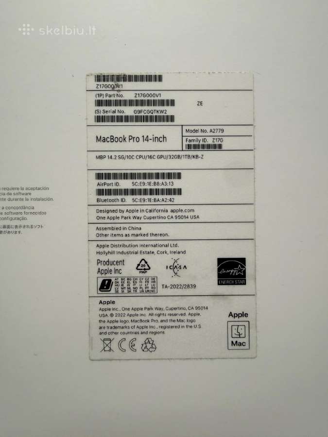 MacBook Pro 14" 2023 – M2 Pro / 32gb RAM / 1tb SSD - nuotraukos Nr. 8