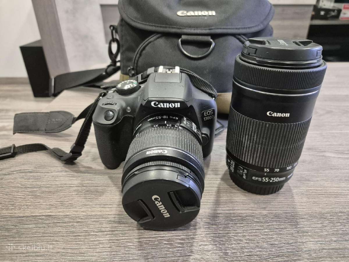 Canon EOS 1300d + 18-55 mm + 55-250 mm + krepšys - nuotraukos Nr. 2