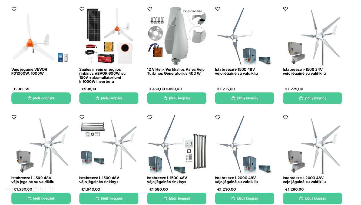 Vėjo elektrinės komplektai 100-4000w Ongrid Offgri - nuotraukos Nr. 2
