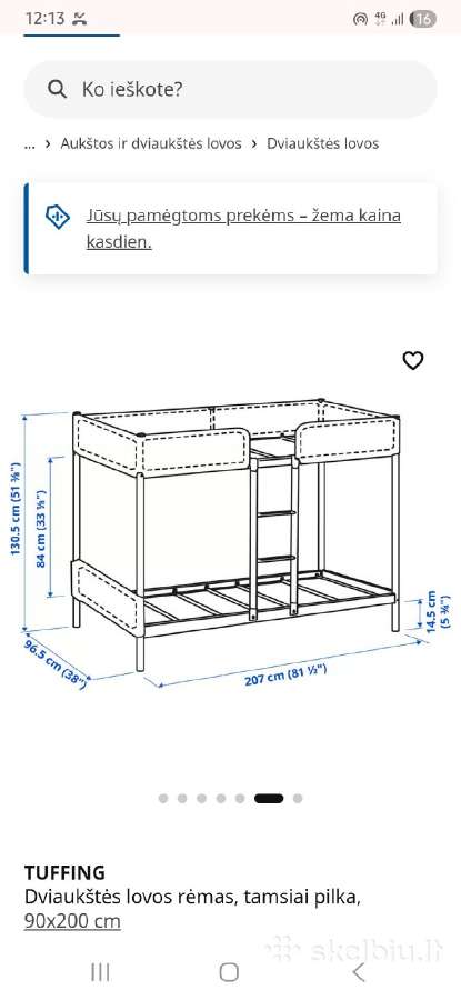 Dviaukštė Ikea lova - nuotraukos Nr. 3