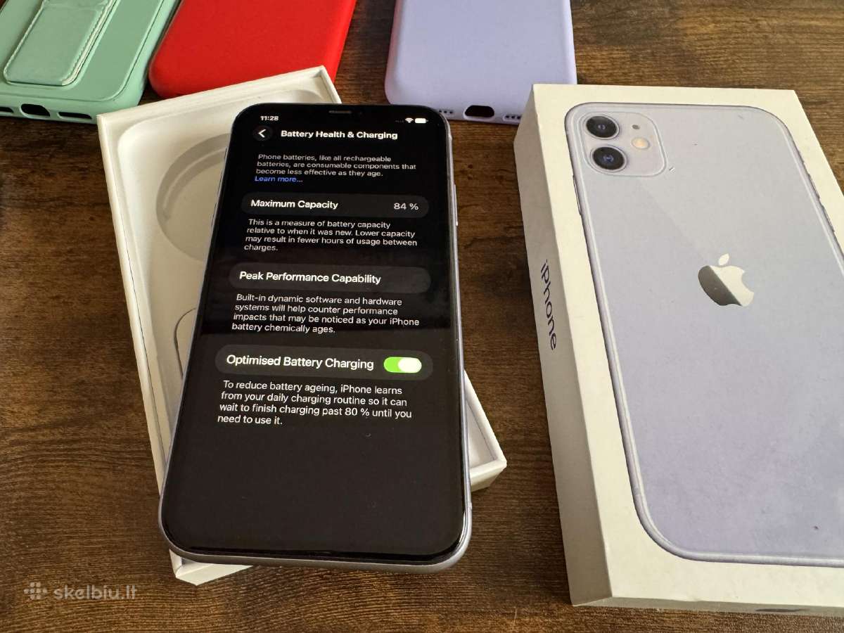 iPhone 11 64gb, 84% bat, su dokumentais, idealus - nuotraukos Nr. 4