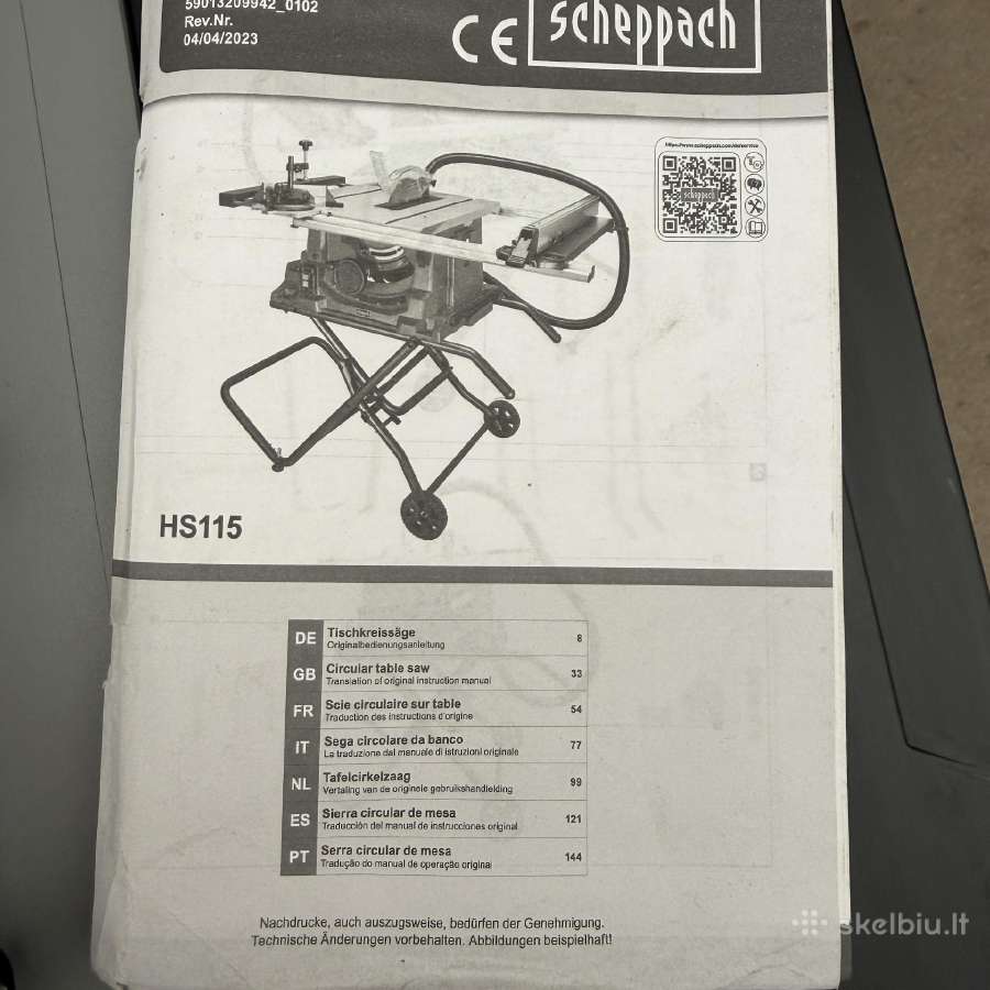 Išilginio pjovimo staklės Scheppach Hs115 - nuotraukos Nr. 6
