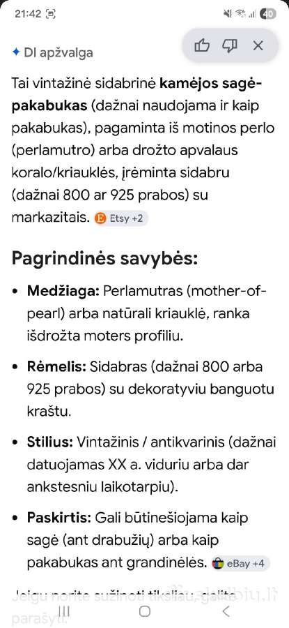 Vintage kamėja natūrali kriauklė sagė , pakabukas - nuotraukos Nr. 12
