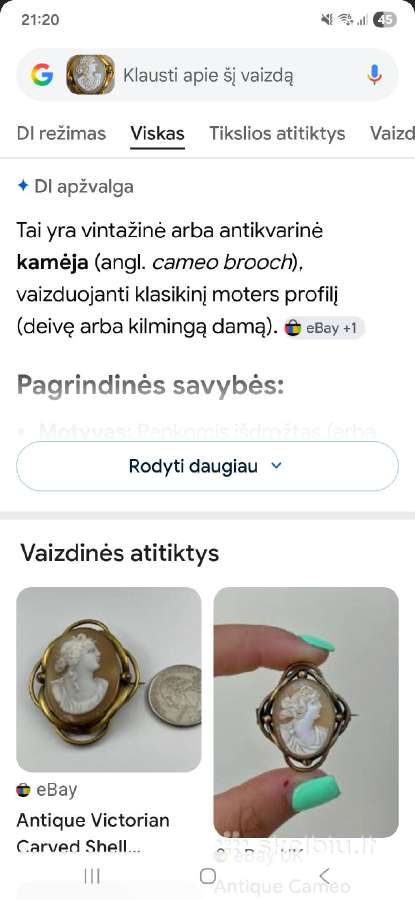 Vintage kamėja natūrali kriauklė sagė , pakabukas - nuotraukos Nr. 21