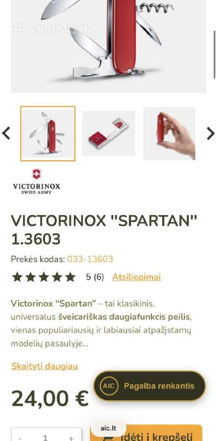 Šveicariškas kišeninis peilis Victorinox Spartan - nuotraukos Nr. 2