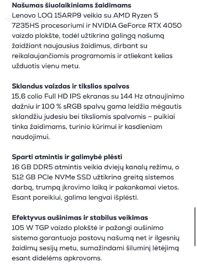 Lenovo Gaming Praktiškai naujas,garantinis 2metai - nuotraukos Nr. 2