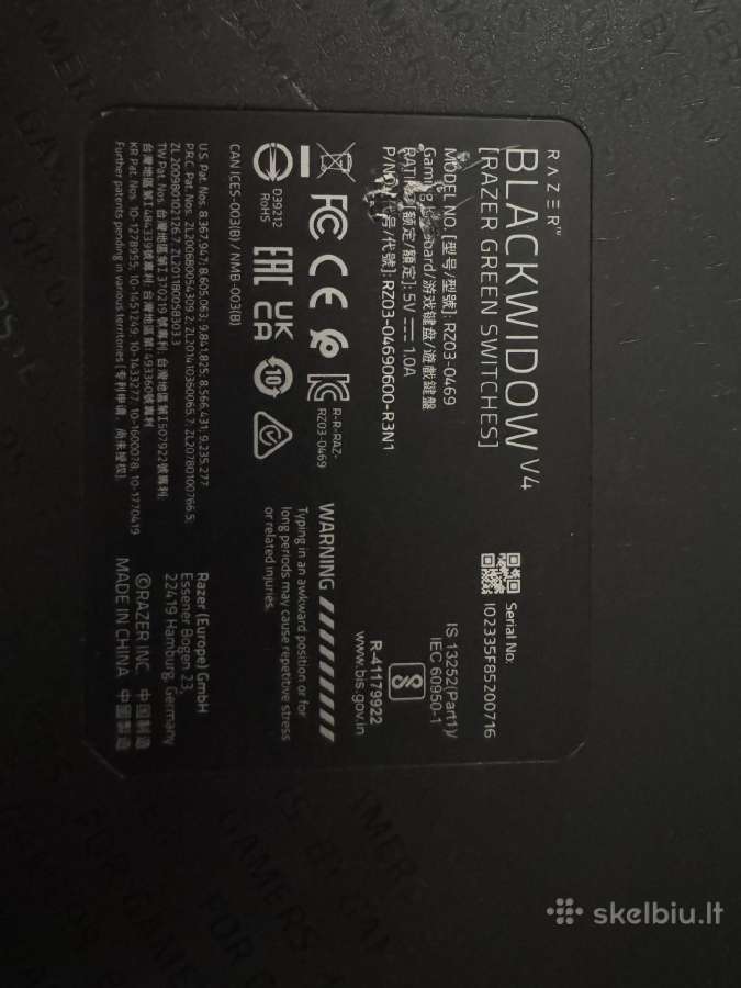 Razer Blackwidow V4 (green switches) - nuotraukos Nr. 2