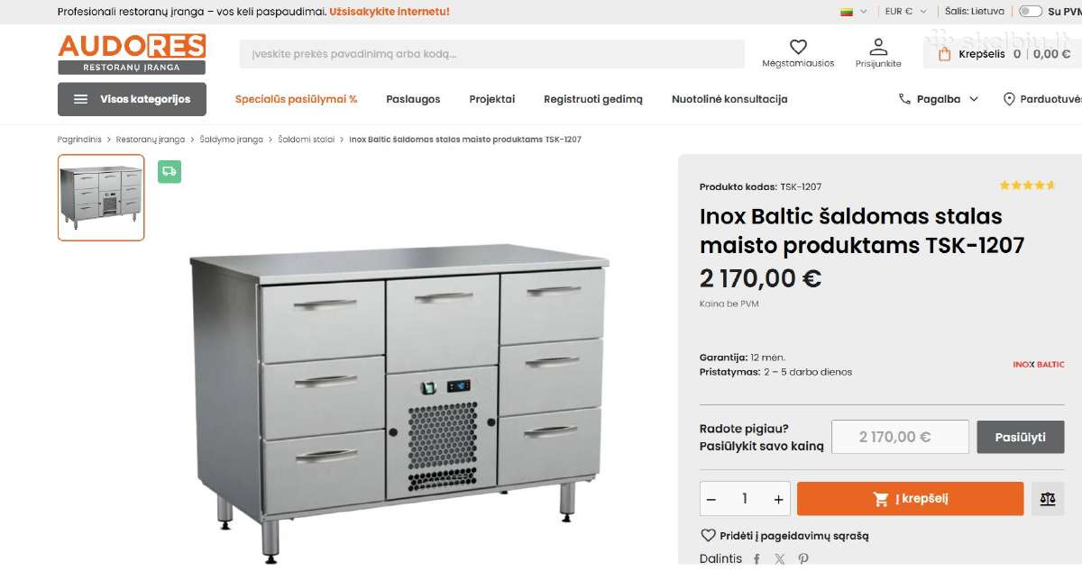 Šaldomas stalas su stalčiais Tsk-1207 (nerūd. pl.) - nuotraukos Nr. 3