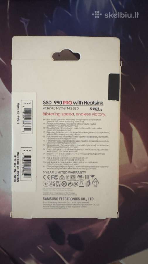 Samsung 990 Pro 2tb SSD su radiatoriumi(heatsink) - nuotraukos Nr. 2
