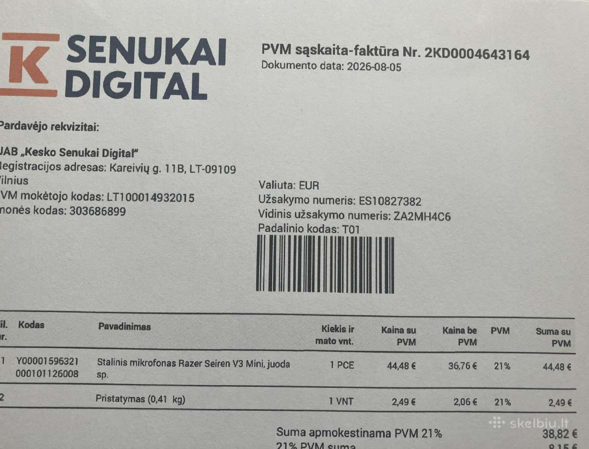 Razer Seiren V3 Mini, ~2 metai garantija - nuotraukos Nr. 3