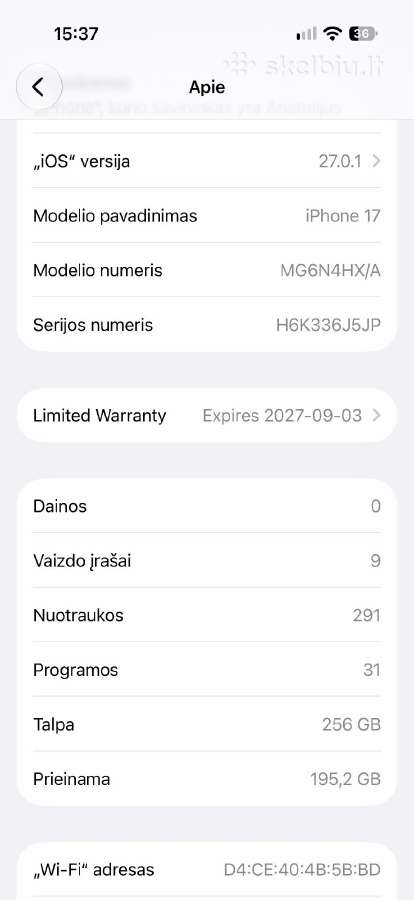 iPhone 17 256 GB - nuotraukos Nr. 2