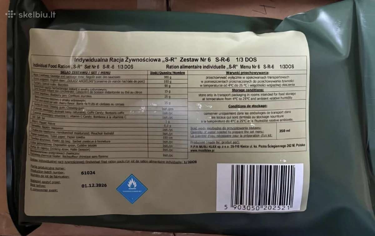 Lenkiškas kariškas sausas davinys Mre - nuotraukos Nr. 2