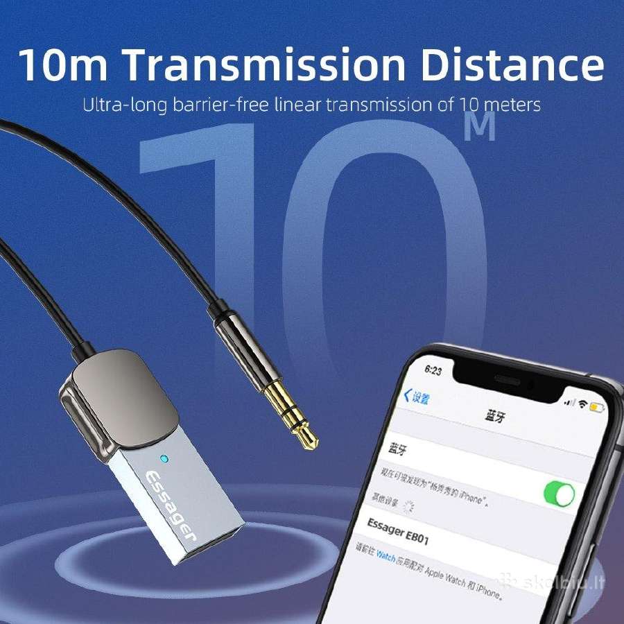 Essager Bluetooth 5.0 Aux adapteris automobiliui - nuotraukos Nr. 4