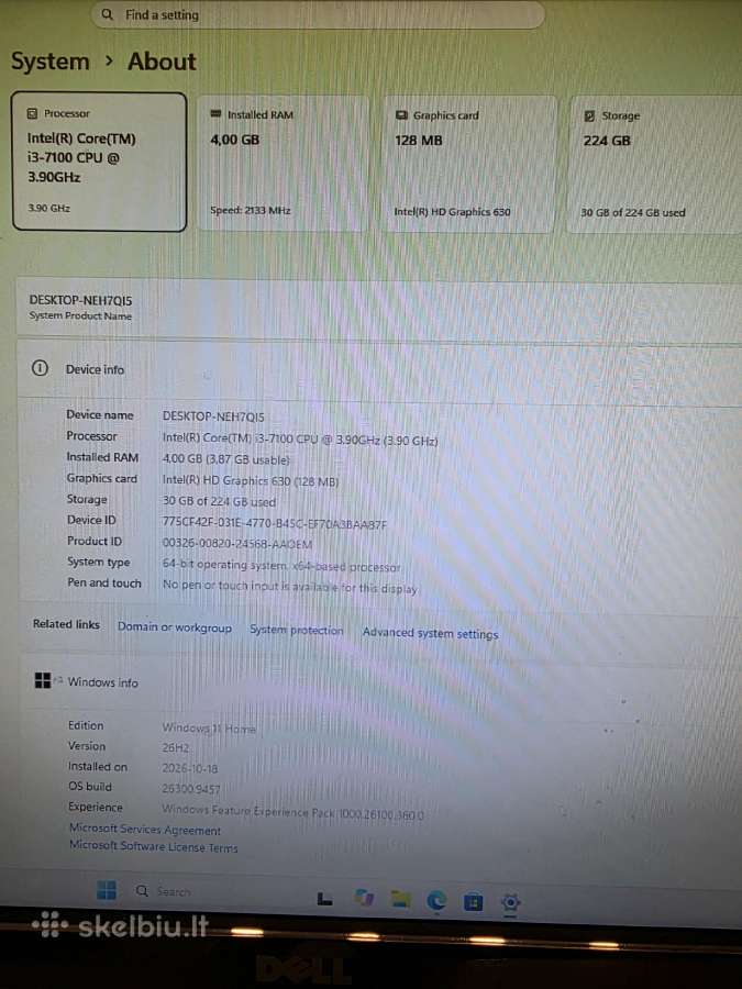 Pc i3-7100 3.9 GHz / 4 GB / 240 GB - nuotraukos Nr. 8