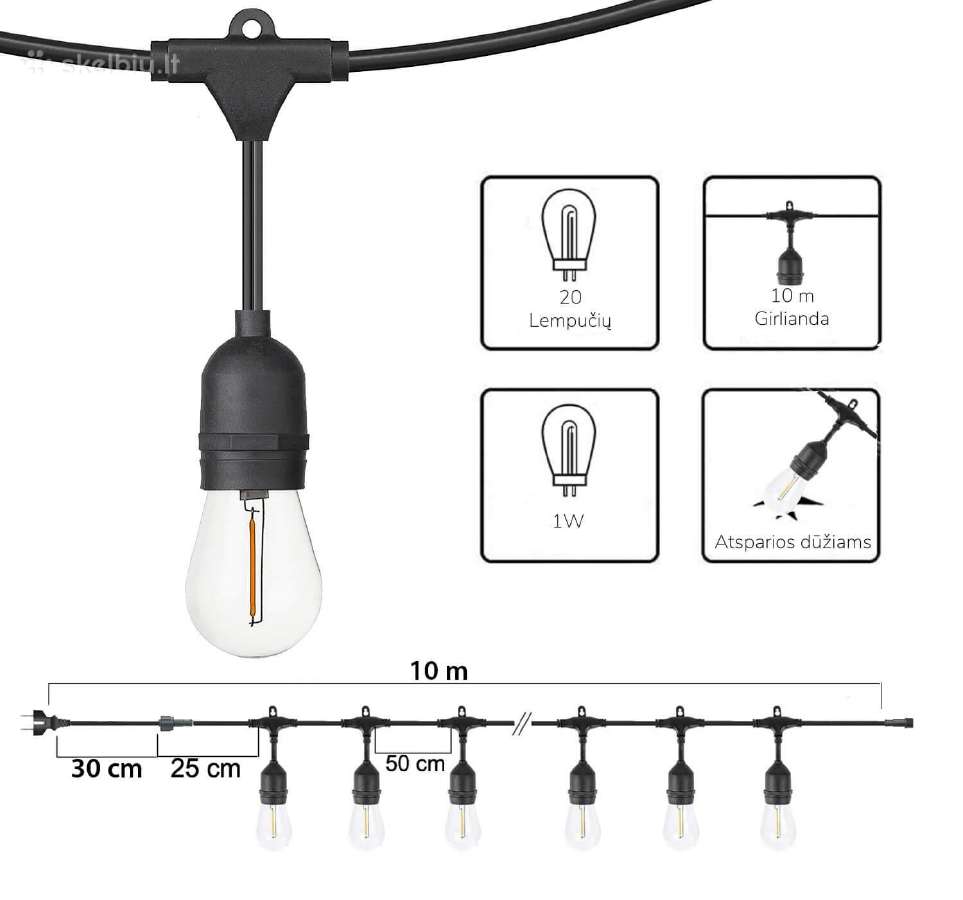 Lauko girlianda (LED lemputės) 10 m Drop - nuotraukos Nr. 15