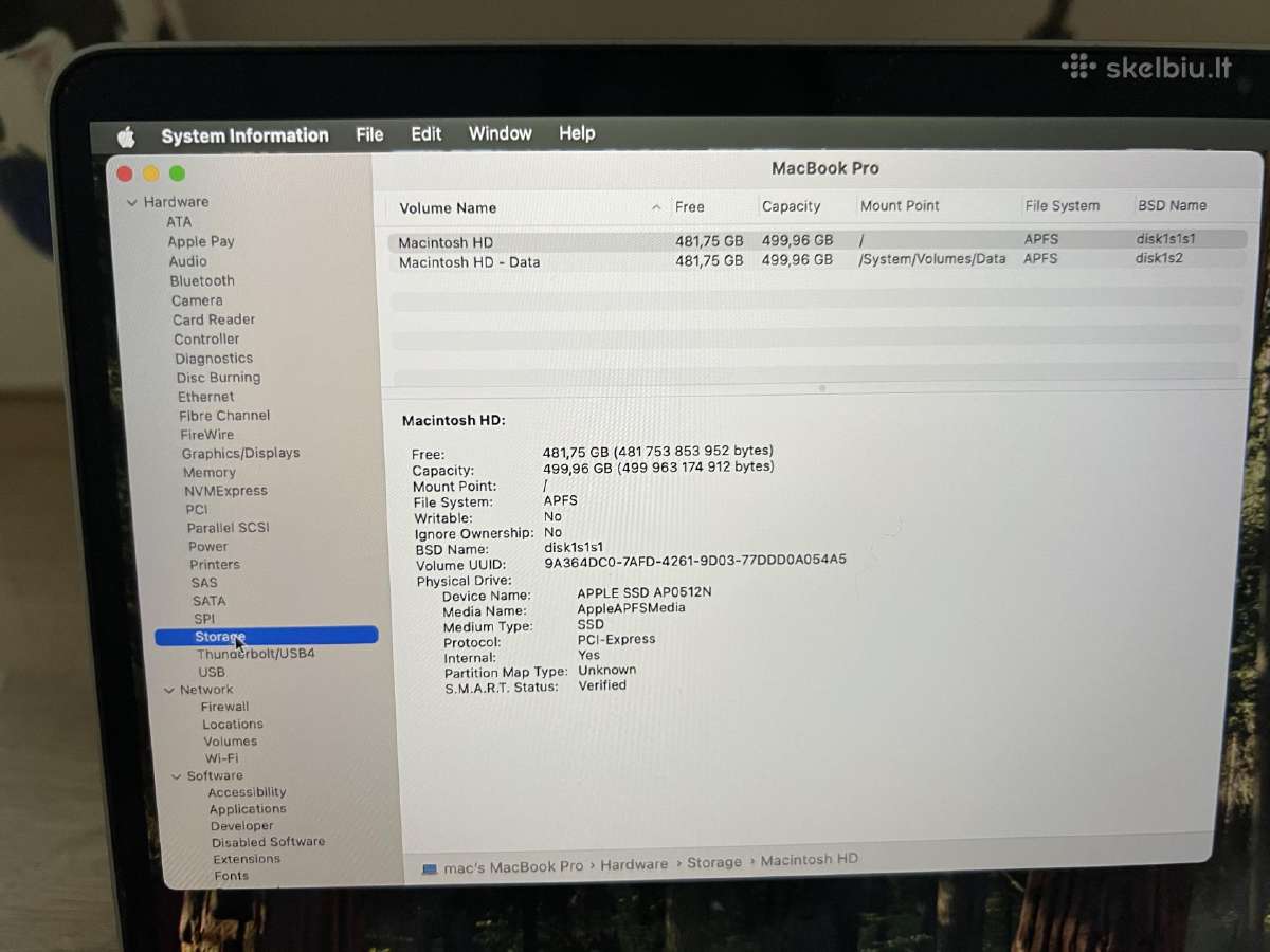 Macbookpro 16" 2019 intel i7 16gb RAM 512gb SSD - nuotraukos Nr. 13