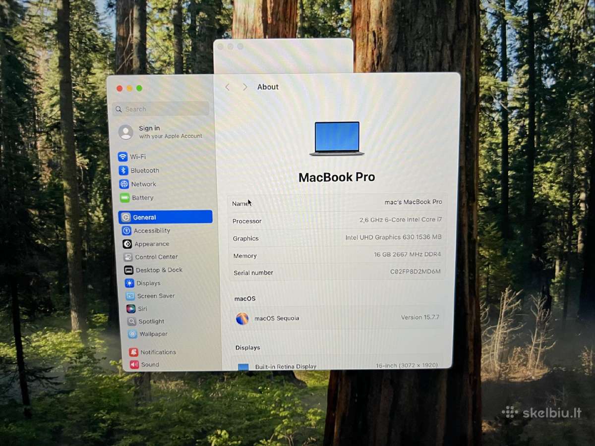 Macbookpro 16" 2019 intel i7 16gb RAM 512gb SSD - nuotraukos Nr. 16