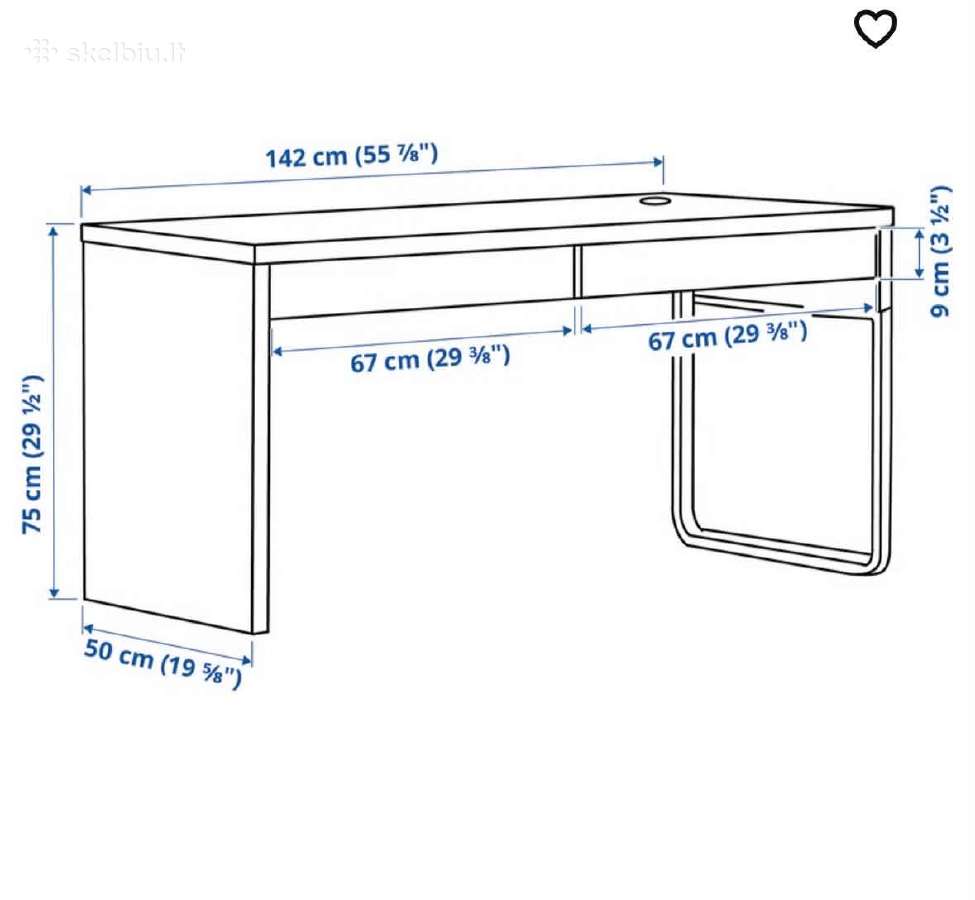 Ikea Micke Rasomasis stalas 142x50 cm - nuotraukos Nr. 4