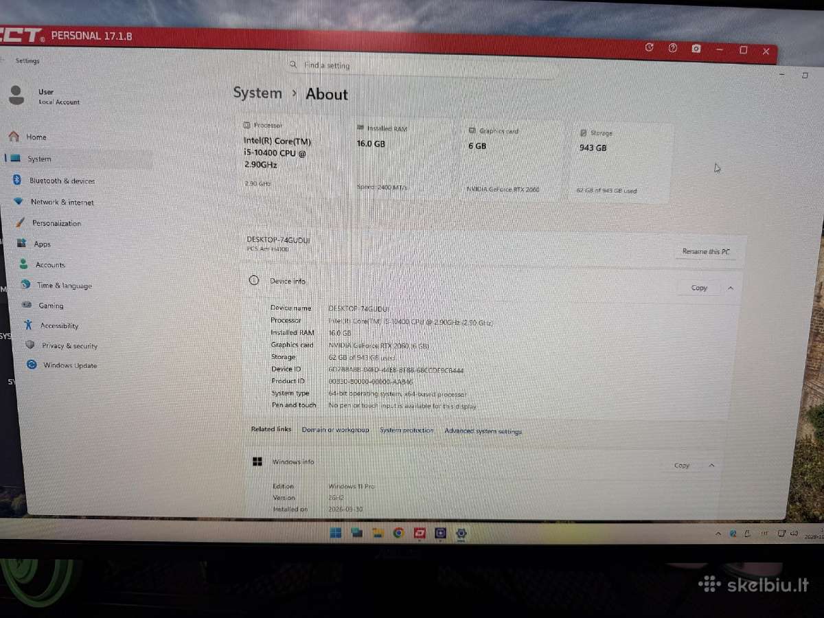 Pc Core i5-10400 Rtx 2060 6gb 16gb Ddr4 500gb Nvme - nuotraukos Nr. 7