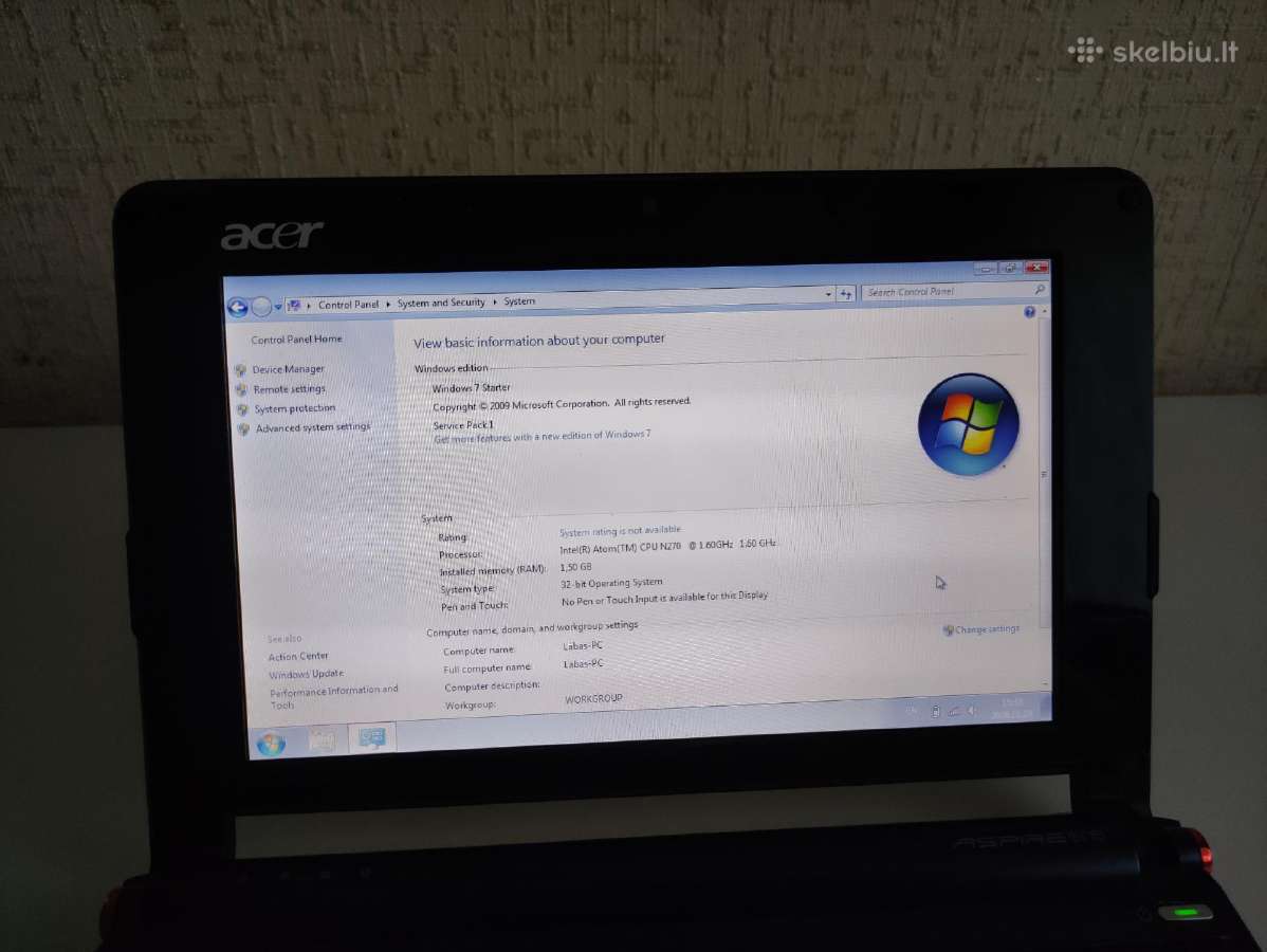 Acer Aspire One Zg5 mini nešiojamas kompiuteris - nuotraukos Nr. 6
